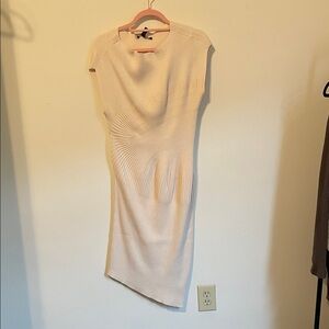 White House Black Market Asymmetrical Cream Dress